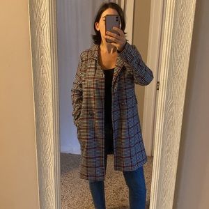 Plaid coat size L